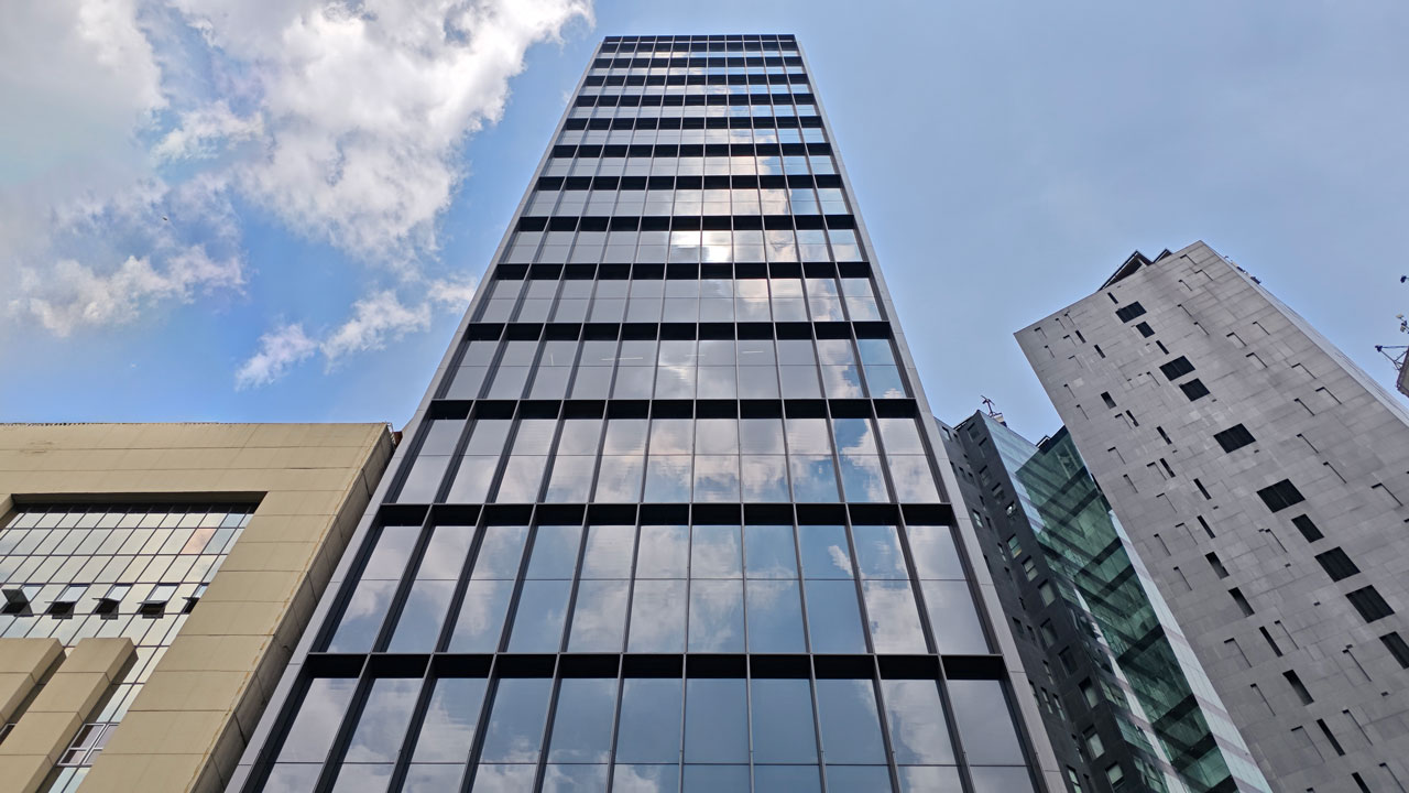 Lower architectural detail of the offices