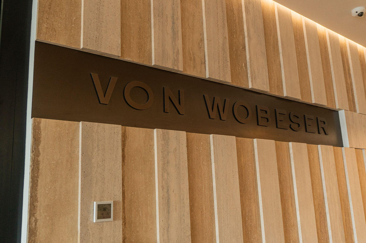 Upper architectural detail of the offices